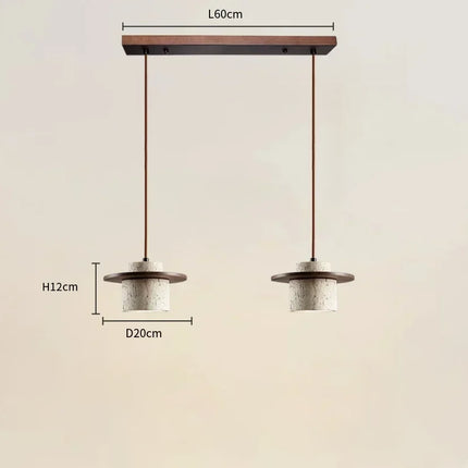 Lámpara colgante de travertino natural y madera