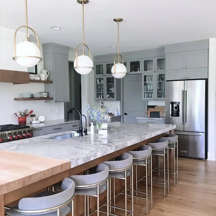 Suspension Globe Nordique Blanc Doré LED