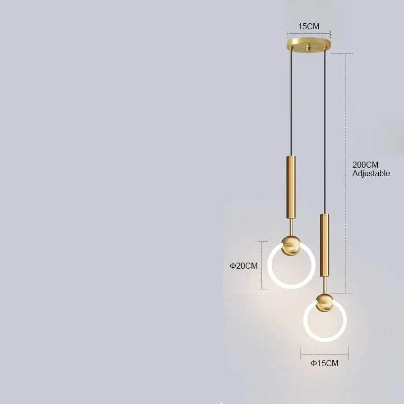 Suspension Anneaux Nordique Minimaliste LED
