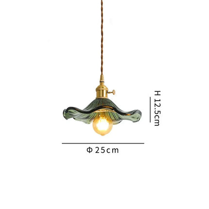 Lámpara colgante de cristal coloreado con flores nórdicas