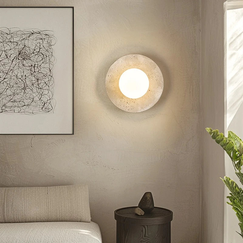 Applique Circulaire en Travertin Naturel Murale