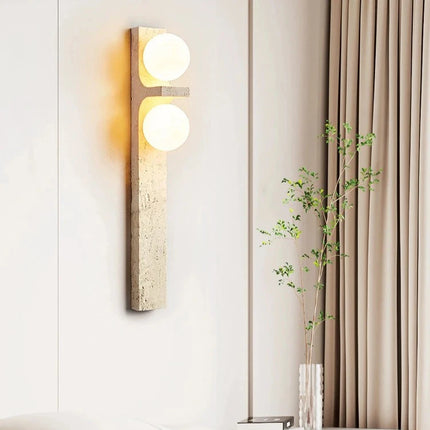 Lámpara de pared de piedra con tira vertical LED