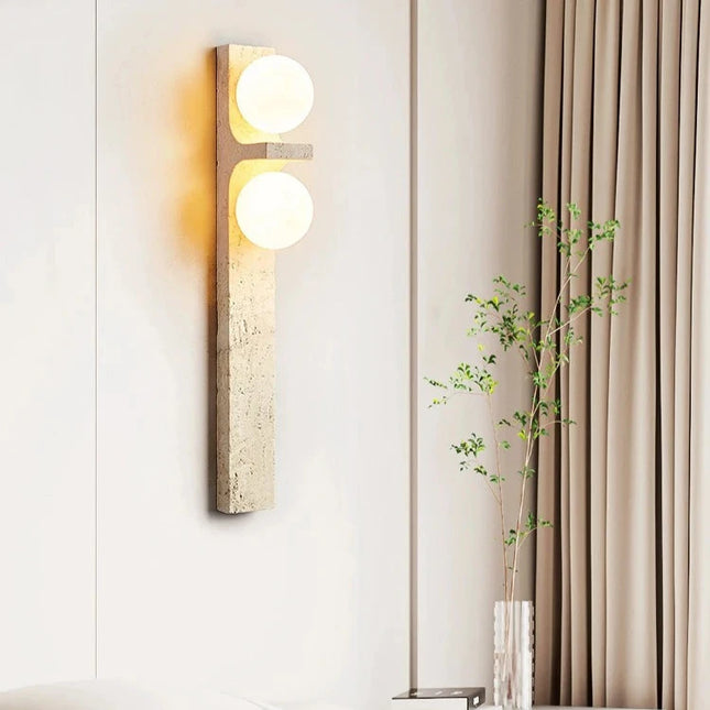 LED-Wandleuchte mit vertikalem Streifen aus Stein