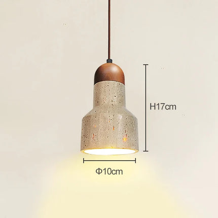 Minimalistische Pendelleuchte aus Travertinstein