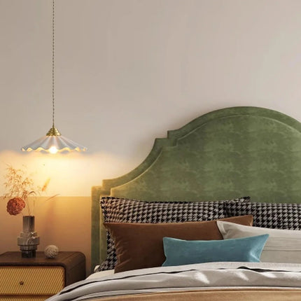 Gewellte Vintage Hängelampe aus Keramik