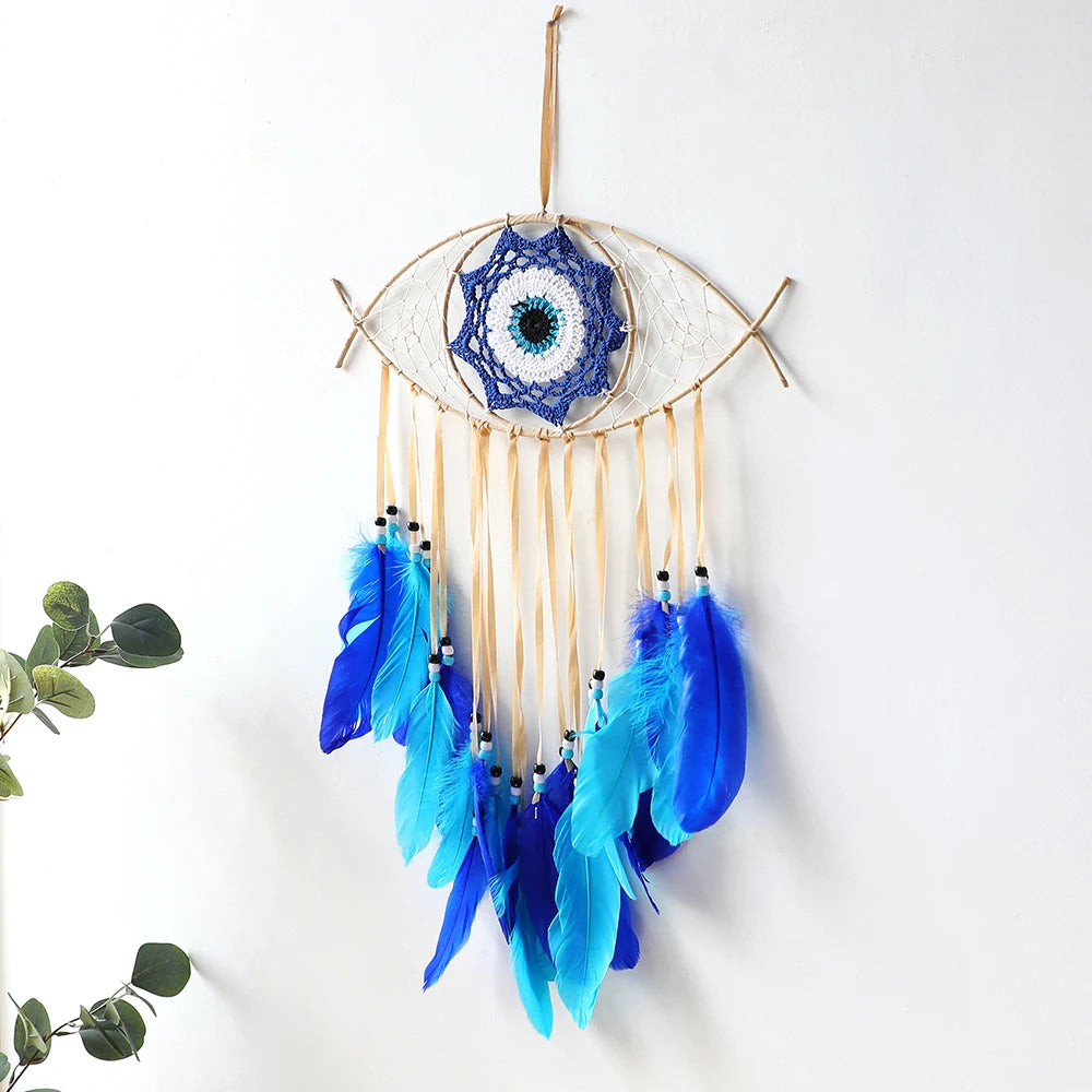 Woven Macrame Blue Eye Wall Decor