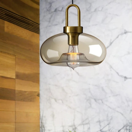 Lámpara colgante de cristal nórdico moderna con gancho dorado