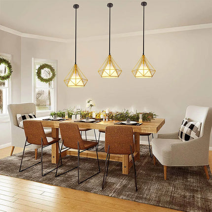 Lámpara colgante industrial con jaula LED de colores