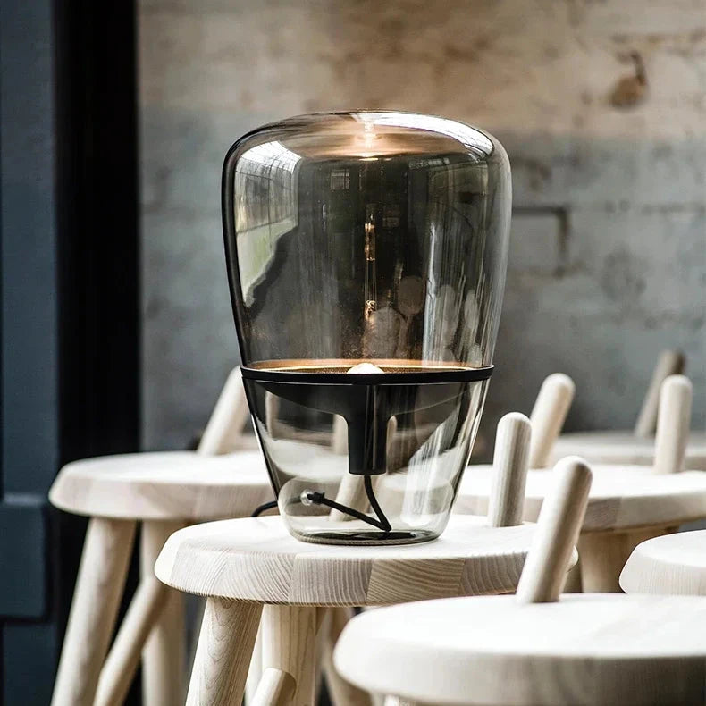 Minimalist Czech Glass Table Lamp