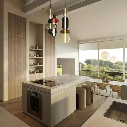 Lámpara colgante creativa de vidrio coloreado apilado