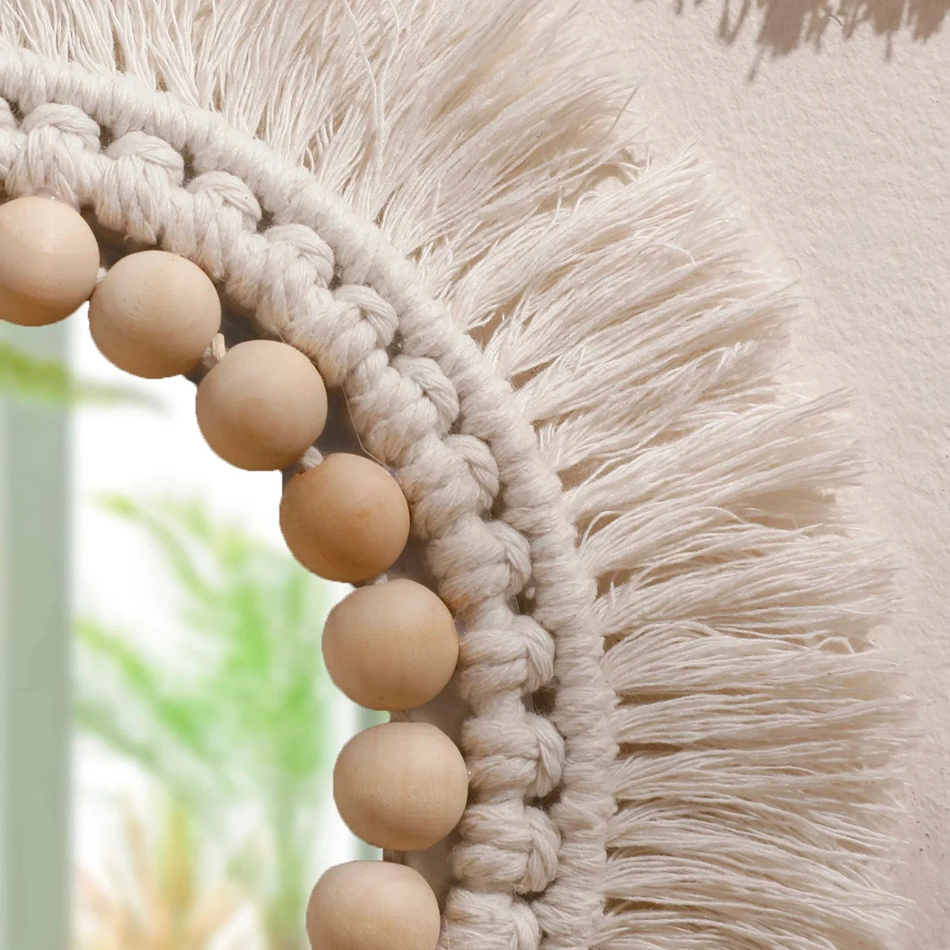 Decorative Woven Macrame Wall Mirror with Tassel