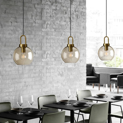 Lámpara colgante de cristal nórdico moderna con gancho dorado