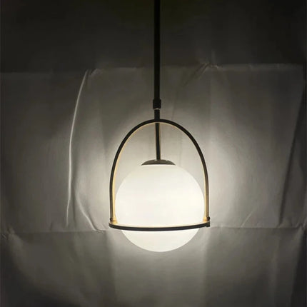 Suspension Globe Nordique Blanc Doré LED