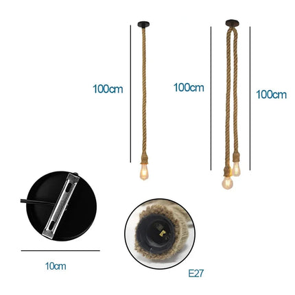 Böhmische Pendelleuchte aus natürlichem Hanfseil