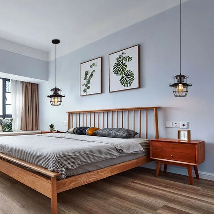 Lámpara colgante industrial retro de aluminio negro