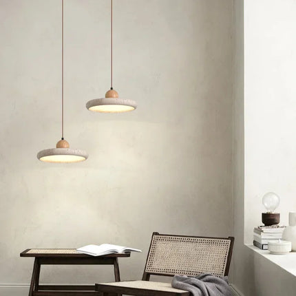 Lámpara colgante plana de piedra natural travertino