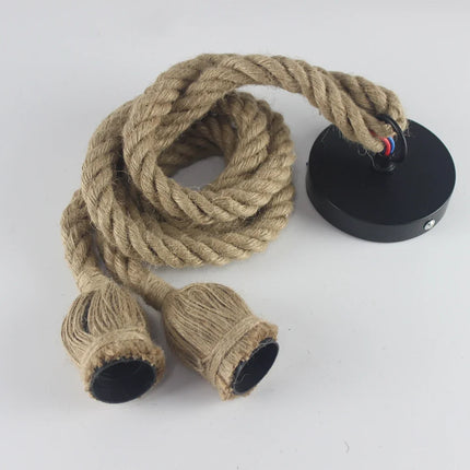 Böhmische Pendelleuchte aus natürlichem Hanfseil