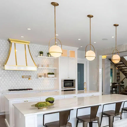 Suspension Globe Nordique Blanc Doré LED