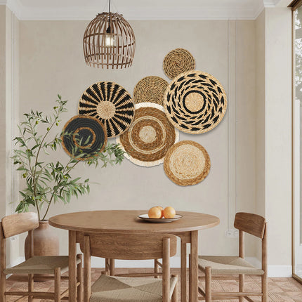 Decoraciones de pared redondas tejidas de estilo bohemio