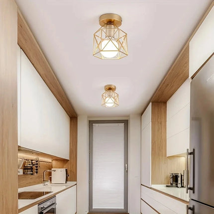 Lámpara de techo minimalista con jaula de metal