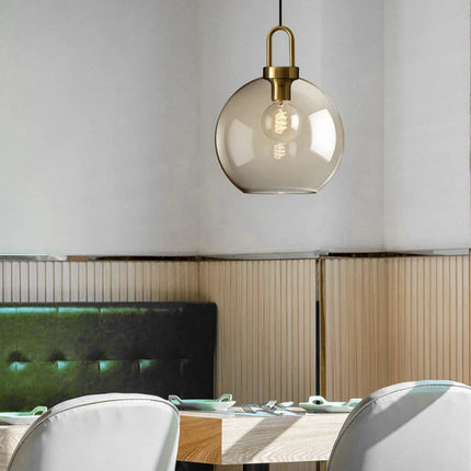 Lámpara colgante de cristal nórdico moderna con gancho dorado