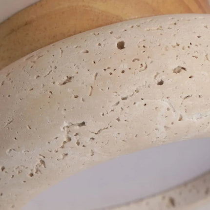 LED-Deckenleuchte aus gelbem Travertin und Holz