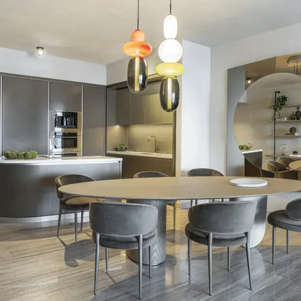 Lámpara colgante creativa de vidrio coloreado apilado