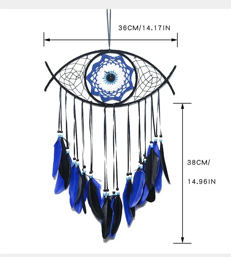 Woven Macrame Blue Eye Wall Decor