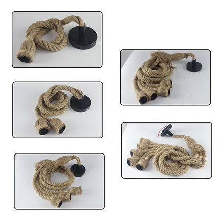 Böhmische Pendelleuchte aus natürlichem Hanfseil