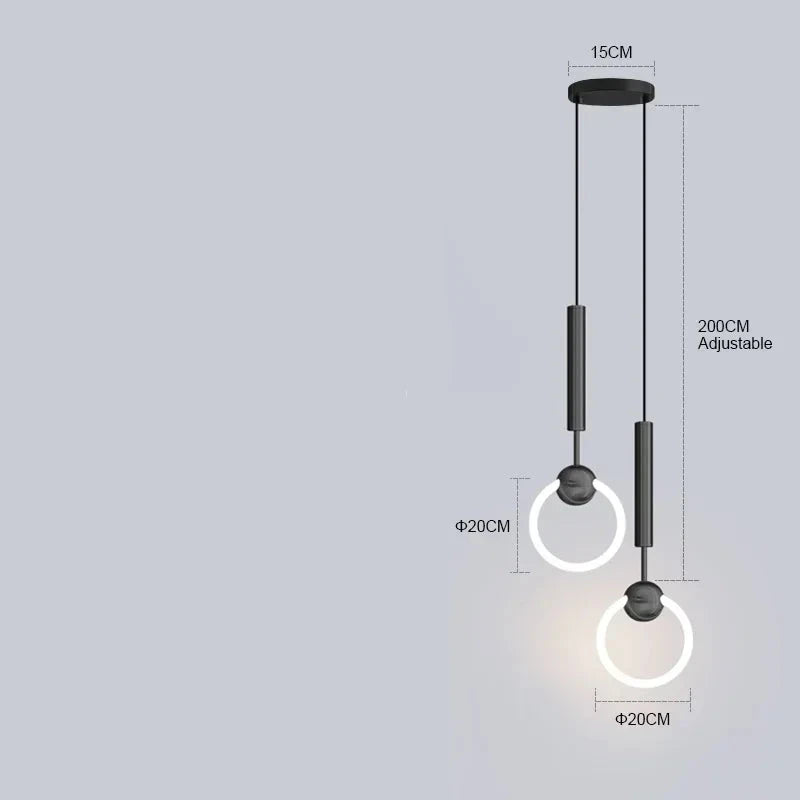 Suspension Anneaux Nordique Minimaliste LED