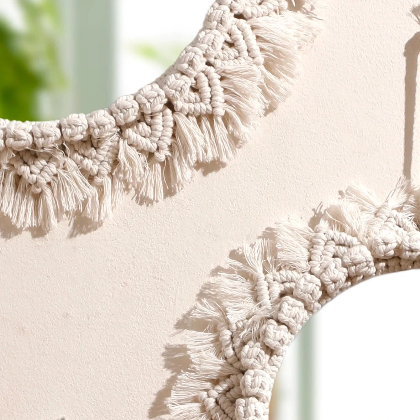 Decorative Woven Macrame Wall Mirror with Tassel