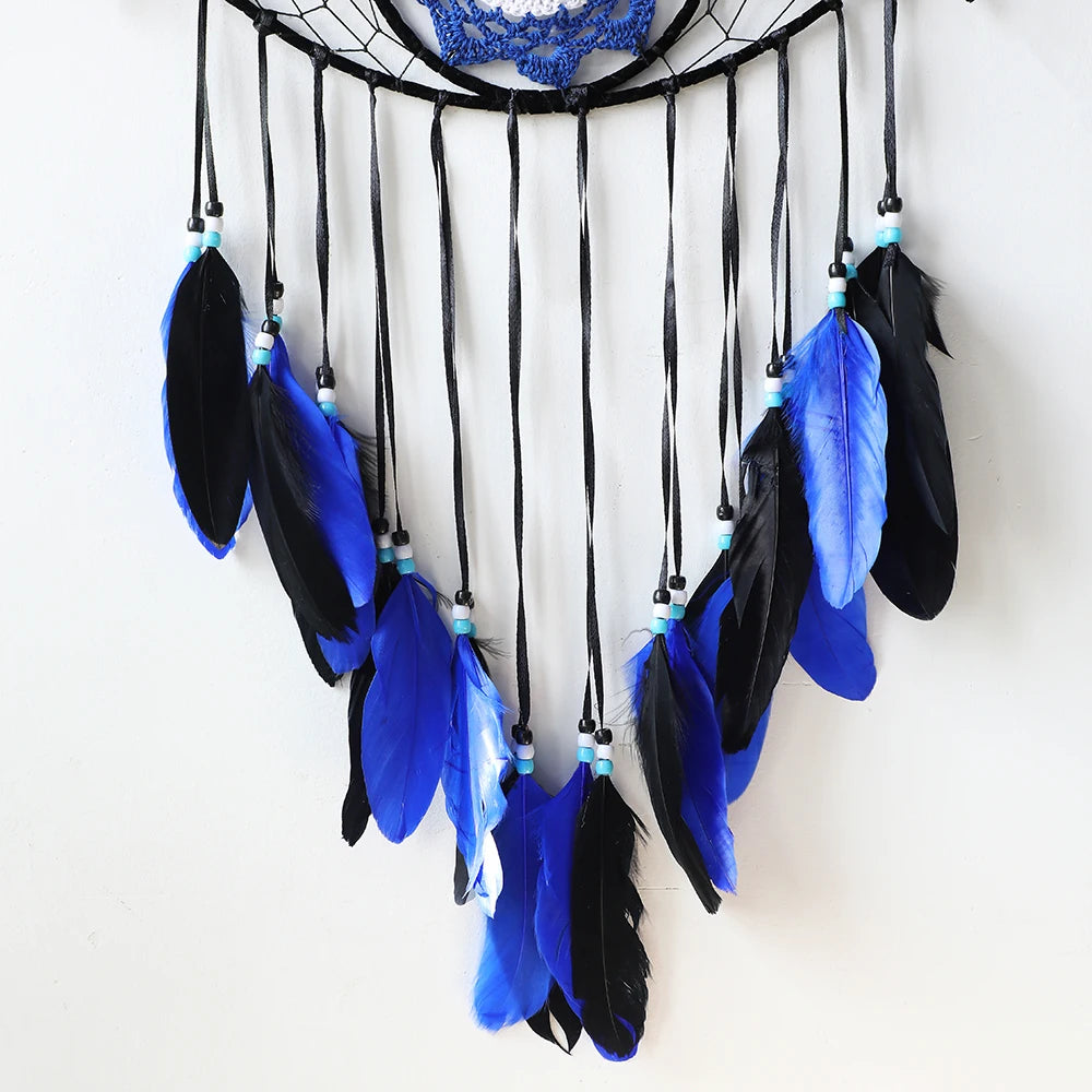 Woven Macrame Blue Eye Wall Decor