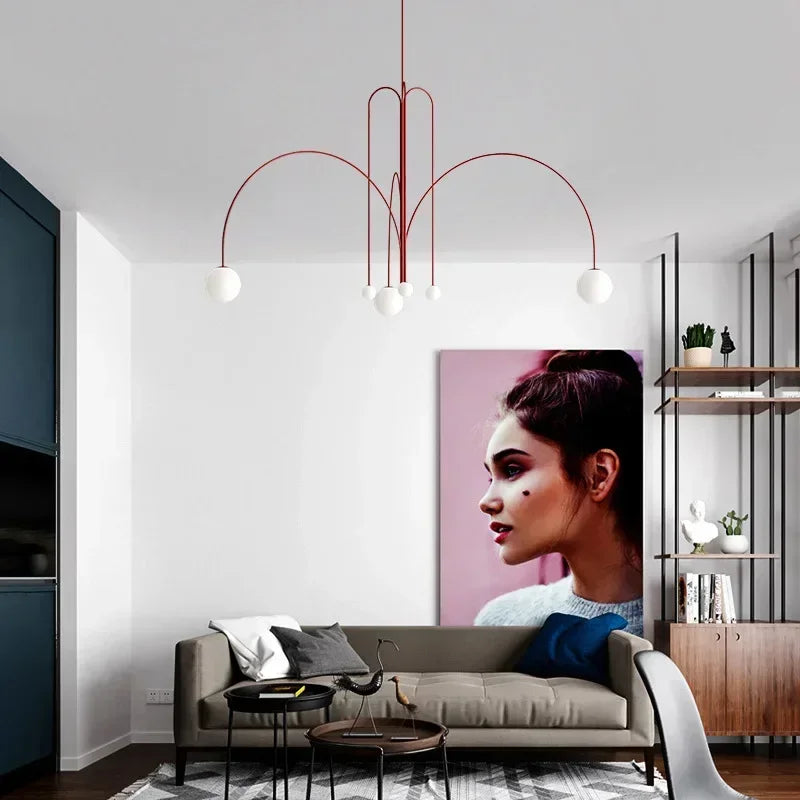 Nordic Colorful Spherical Geometric Chandelier