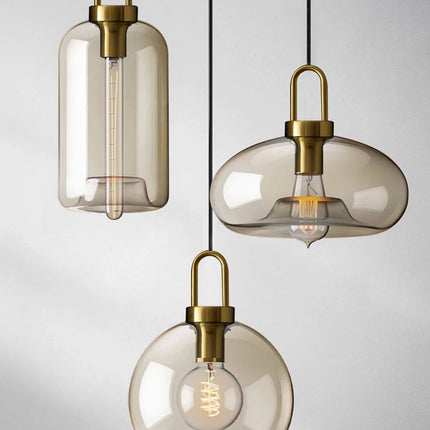 Lámpara colgante de cristal nórdico moderna con gancho dorado