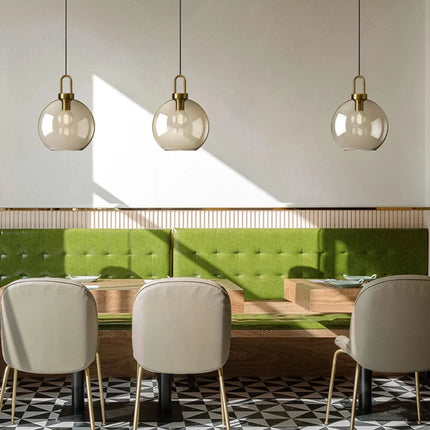 Lámpara colgante de cristal nórdico moderna con gancho dorado