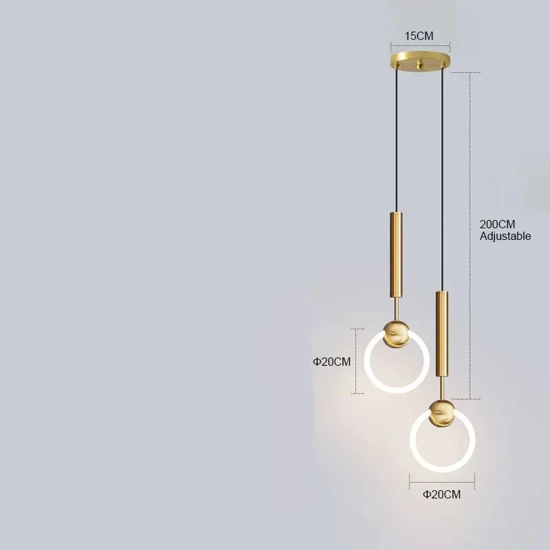 Suspension Anneaux Nordique Minimaliste LED