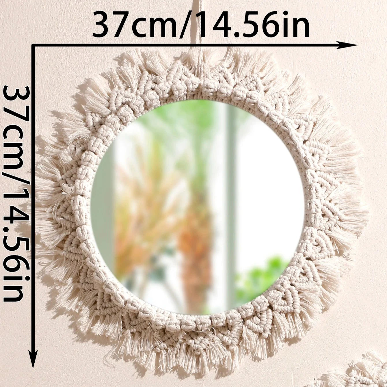 Decorative Woven Macrame Wall Mirror with Tassel