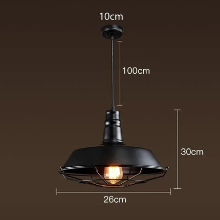 Lámpara colgante de hierro negro estilo retro industrial americano