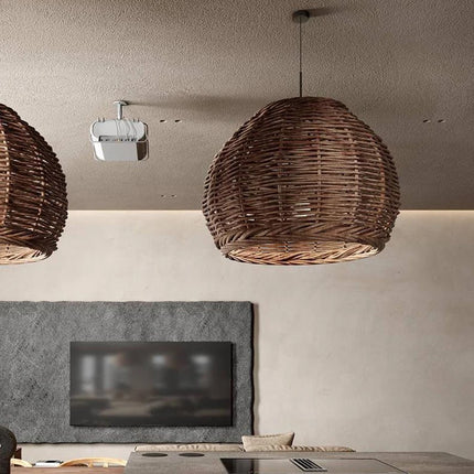 Handgefertigte böhmische Rattan-Pendelleuchte