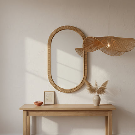 Lámpara colgante de ratán natural