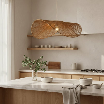 Lámpara colgante de ratán natural