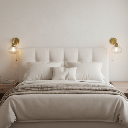 Aplique de pared con bola de cristal y cobre dorado