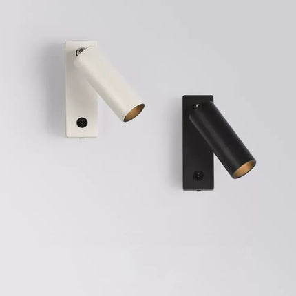 Applique murale de chevet orientable avec LED, disponible en noir et blanc pour un éclairage précis.