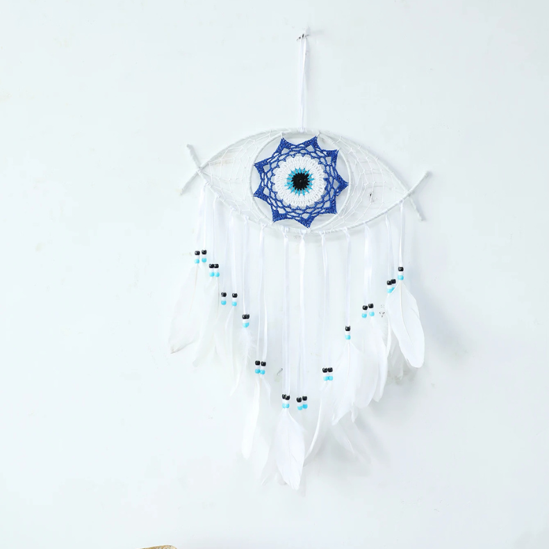 Woven Macrame Blue Eye Wall Decor