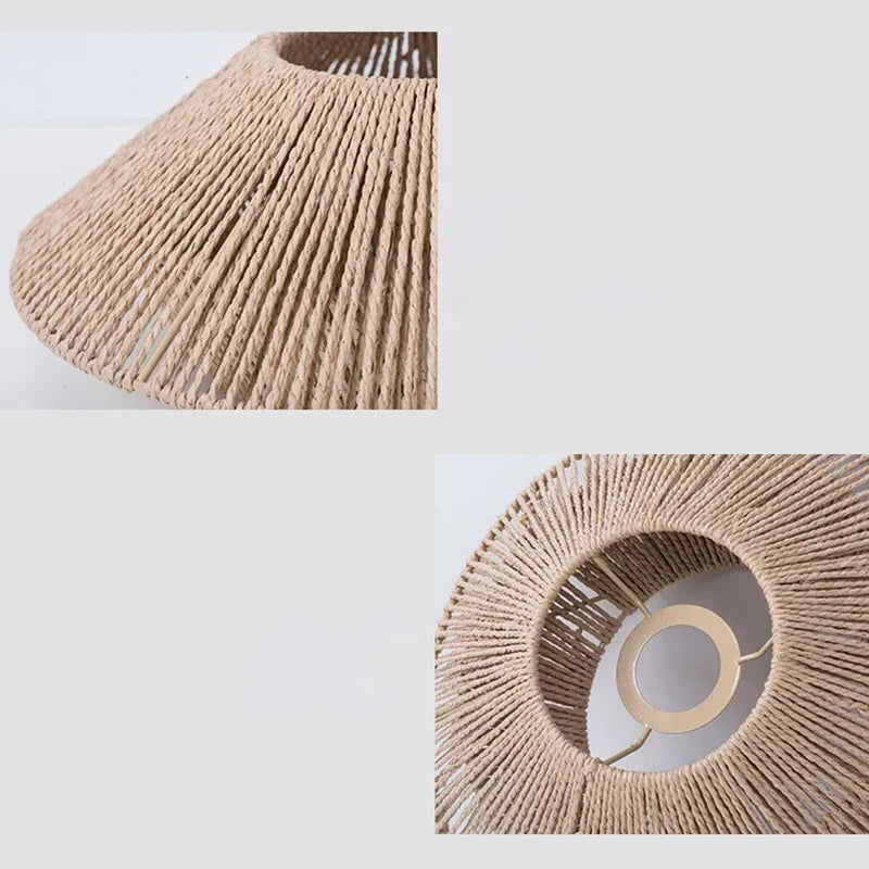 Luminaire en corde de chanvre au design japonais Wabi Sabi.
