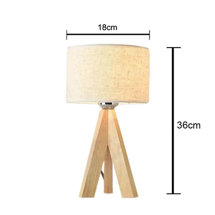Lámpara de mesa de madera con pantalla de tela
