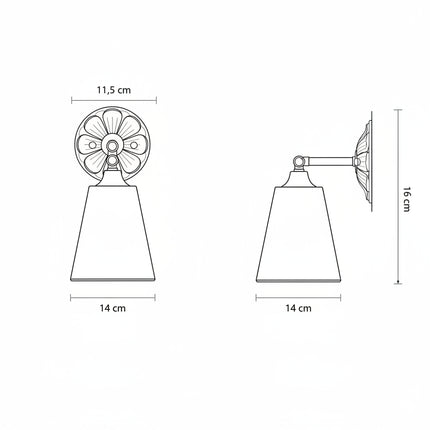 Aplique circular ajustable de madera de fresno y latón
