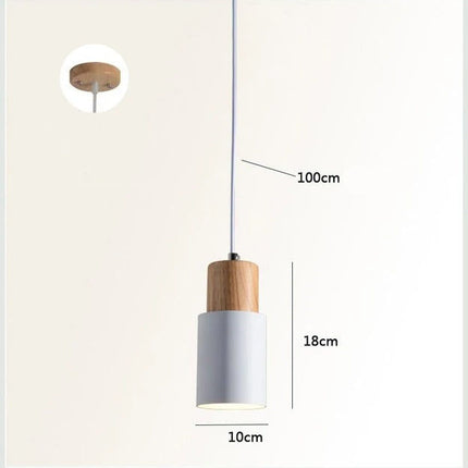 Lámpara colgante moderna LED de madera Macaron