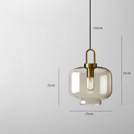 Lámpara colgante de cristal nórdico moderna con gancho dorado