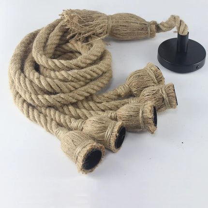 Böhmische Pendelleuchte aus natürlichem Hanfseil